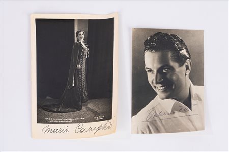 Natalino Otto - Maria Caniglia (Cogoleto 24 dicembre 1912 - Milano 4 ottobre 1969)  - Lotto di due fotografie autografate, 1950s