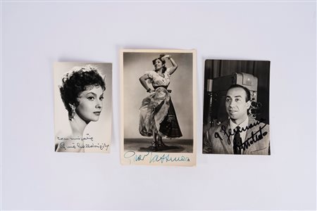 Gina Lollobrigida - Silvio Noto - Pia Tassinari (1927, 1903 - 1995)  - Lotto di tre fotografie con dedica e firma autografe, 1950s