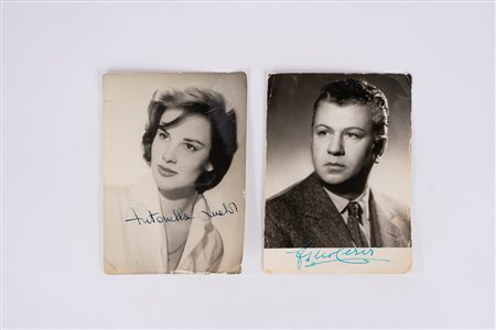 Gino Cervi - Antonella Lualdi - Lotto di due foto autografate, 1950s