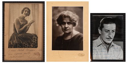 Ada Negri - Tre fotografie con dediche e firme autografe, diversi personaggi