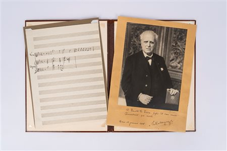 Pietro Mascagni - Foto con dedica e foglio musicale, 1945