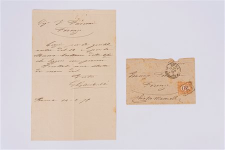 Giuseppe Garibaldi (Nizza 1807 - Caprera 1882)  - Lettera viaggiata per Firenze, manoscritta e firmata, 1875