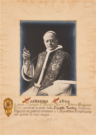 Papa PIO XI - Foto del Pontefice Papa PIO XI benedicente, con firma autografa , 1900s