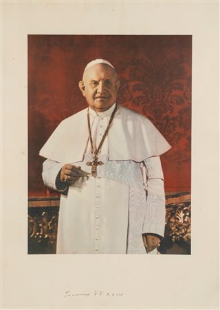 [Angelo Giuseppe Roncalli] Papa Giovanni XXIII - Grande ed importante foto a colori con firma autografa del Sommo Pontefice, 1960s