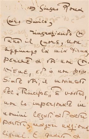 Enrico Corradini - Lettera autografa firmata, 1920