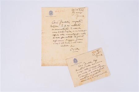 Ugo Ojetti - Biglietto e lettera autografi , 1934