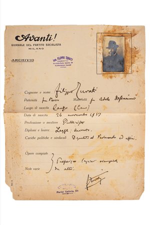 Turati, Filippo - Scheda anagrafica di Filippo Turati, 1920