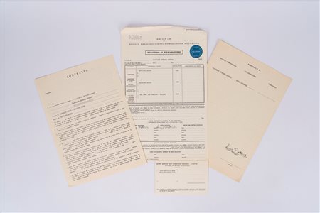 Lucio Battisti (Poggio Bustone 1943 - Milano 1998)  - Contratto SEDRIM e registrazione S.I.A.E. per il brano LASCIAMI SPERARE ANCORA, 1965