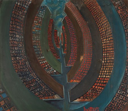 Lucio Battisti (Poggio Bustone 1943 - Milano 1998)  - Olio su tavola per "PRIGIONIERO DEL MONDO", 1968