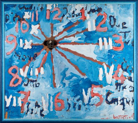 Lucio Battisti (Poggio Bustone 1943 - Milano 1998)  - Olio su tela per "LA MACCHINA DEL TEMPO", 1974