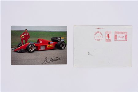 Enzo  Ferrari - Cartolina con dedica di auguri e firma autografa del Drake Enzo Ferrari, 1986