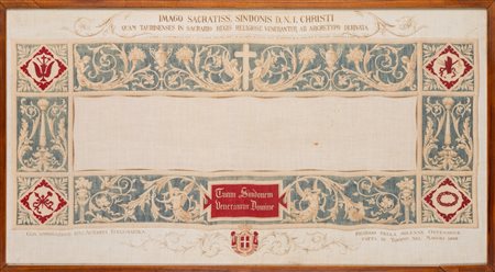 Rarissimo foulard commemorativo per la Ostensione della Sacra Sindone del 1898, 1898