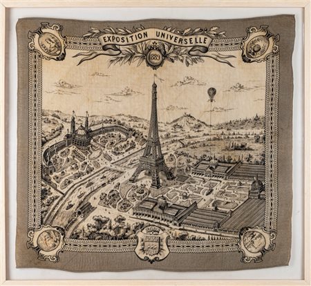 Rarissimo foulard commemorativo per la EXPOSITION UNIVERSELLE di Parigi del 1889, 1889