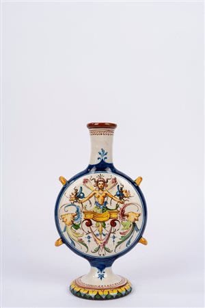 Calzi (Faenza)  - Fiaschetta in ceramica, pubblicitaria per l'Esposizione Universale di ROMA del 1911, 1911