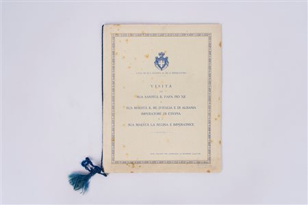 Papa PIO XII - Vittorio Emanuele III di Savoia - Libretto del cerimoniale per la visita di Papa PIO XII a Re VEIII nel 1939, 1939