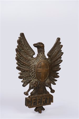 Bellissima scultura in bronzo raffigurante lo Stemma reale Savoia , dei primi del '900, 1920