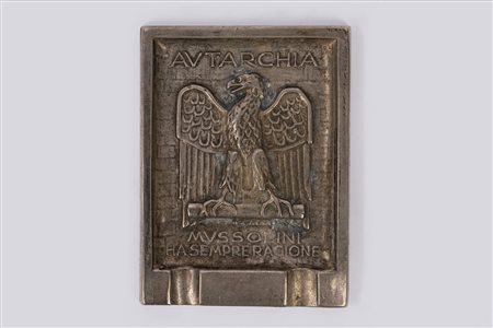 Benito Mussolini - Importante posacenere in alluminio del periodo autarchico fascista, 1930s