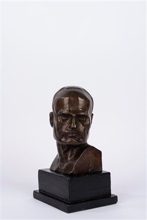 Benito Mussolini - Bel busto in bronzo di Benito Mussolini, stile futurista, 1930s