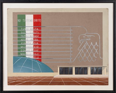L. Coppoli - Bozzetto per illustrazione per le LINEE AEREE COLONIALI , trasporti aerei durante l'Africa Orientale Italiana, 1940