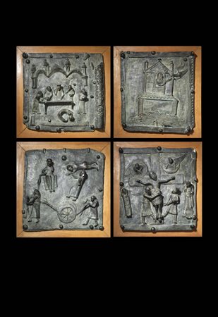 SCULTORE ANONIMO<BR>"Lotto di quattro formelle raffiguranti Scene Bibliche", XX secolo