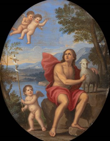 PITTORE ANONIMO<BR>"San Giovanni Battista e putti" XVII secolo