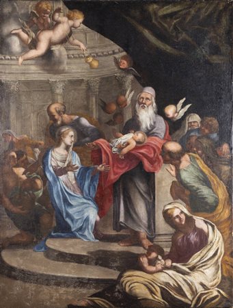 PITTORE ANONIMO<BR>"Presentazione al Tempio" XVII secolo