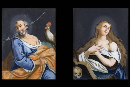 PITTORE ANONIMO<BR>"San Pietro" XVII secolo<BR>"Maria Maddalena" XVII secolo