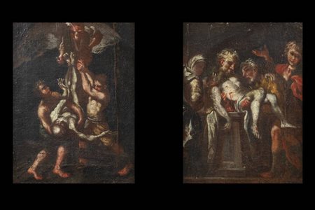 PITTORE ANONIMO<BR>"Deposizione" XVII secolo<BR>"Martirio di San'Pietro " XVII secolo, area nordica