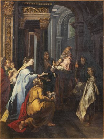 PITTORE ANONIMO<BR>"Presentazione al tempio" XVII secolo
