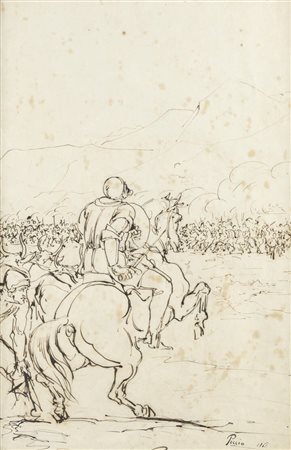CARNOVALI GIOVANNI DETTO IL PICCIO (attribuito)<BR>Montegrino Valtravaglia (VA) 1804 - 1873 Cremona<BR>"Campo di battaglia" 1861