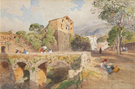 EDOARDO DALBONO<BR>Napoli 1841 - 1915<BR>"Borgo antico"