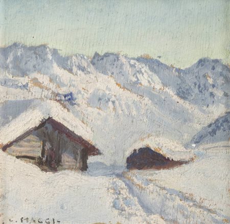 CESARE MAGGI<BR>Roma 1881 - 1961 Torino<BR>"Paesaggio innevato"