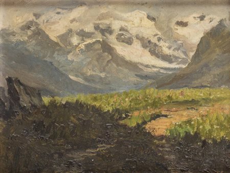 GIOVANNI GUARLOTTI<BR>Galliate (NO) 1869 - 1954 Torino<BR>"Paesaggio montano"