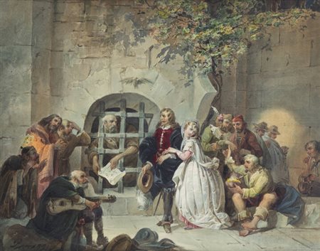 CESARE PROVAGGI<BR>Italia XIX secolo<BR>"Scena di teatro"
