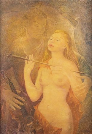 GEMMA VERCELLI<BR>Torino 1916 - 1995 Montecarlo (Monaco)<BR>"Ritratto di donne con strumenti musicali"