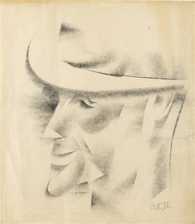 VITTORIO PETRELLA DA BOLOGNA<BR>Bologna 1886 - 1951 Luserna San Giovanni (TO)<BR>"Testa d'uomo con cappello"