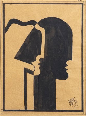 ERBERTO CARBONI<BR>Parma 1899 - 1984 Milano<BR>"Profili di volto" 1931