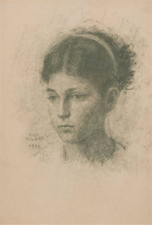 GIGI MORBELLI<BR>Orsara Bormida (AL) 1900 - 1980 Torino<BR>"Ritratto di fanciulla" 1977