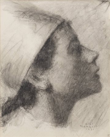 GIGI MORBELLI<BR>Orsara Bormida (AL) 1900 - 1980 Torino<BR>"Ritratto di profilo" 1971
