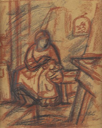LUIGI BARTOLINI<BR>Cupra Montana (AN) 1892 - 1963 Roma<BR>"Luciana ha tre amori", 1950