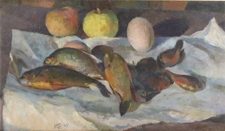 CARLO LORO<BR>Lonigo (VI) 1915 - 2002 Torino<BR>"Natura morta" 1945