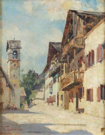 NICOLA ARDUINO<BR>Grugliasco (TO) 1887 - 1974 Torino<BR>"Piazzetta di sottocastello" (Cadore)