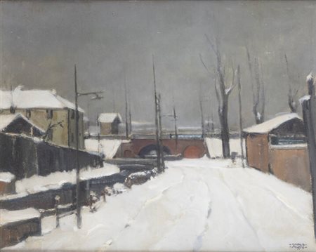 CARLO MUSSO<BR>Balangero (TO) 1907 - 1968<BR>"Strada del Fortino" 1947
