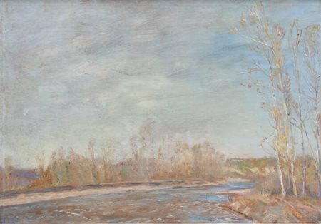 ESO PELUZZI<BR>Cairo Montenotte (SV) 1894 - 1985<BR>"Novembre sul Tanaro" 4/11/1951