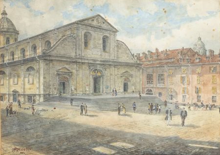AGIDE NOELLI<BR>Piacenza 1870-1954 Mondovì (CN)<BR>"San Giovanni a Torino" 1925