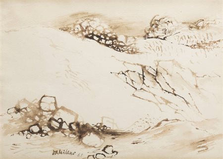 GIULIO DA MILANO<BR>Nizza (Francia) 1895 - 1990 Torino<BR>"Cervinia" - Plateau Rosa-Lavis o "Paesaggio",1963