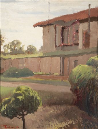 FERRUCCIO PIOVANO<BR>Cambiano (TO) 1890 - 1980 Torino<BR>"Cascina presso Sassi" ottobre1954