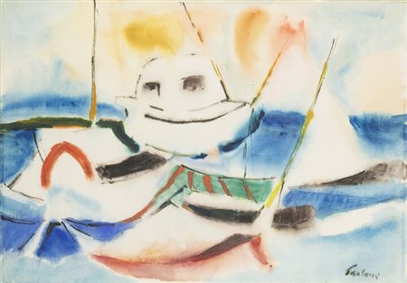 ENRICO PAULUCCI<BR>Genova 1901 - 1999 Torino<BR>"Barche"