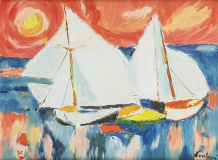 ENRICO PAULUCCI Genova 1901 - 1999 Torino "Vele cielo rosso" 1989
