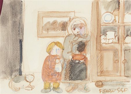 FRANCESCO TABUSSO<BR>Sesto San Giovanni (MI) 1930 - 2012 Torino<BR>"Scena di interno"